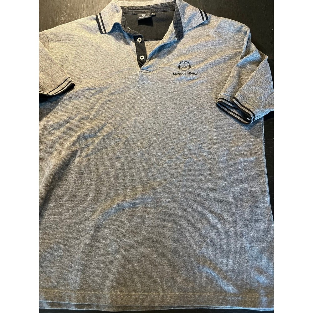 Mercedes Benz Mens XL Gray Polo Shirt Short Sleeve‎ Embroidered Logo